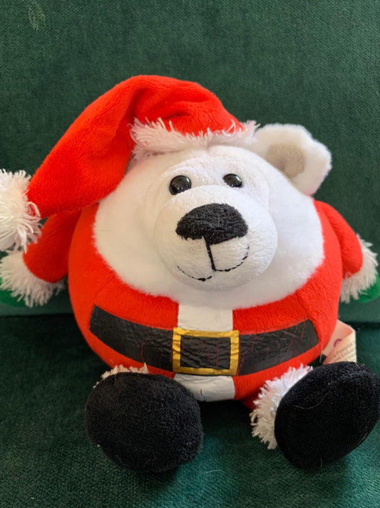 Goofballz stuffed Animal plush bear Santa ball