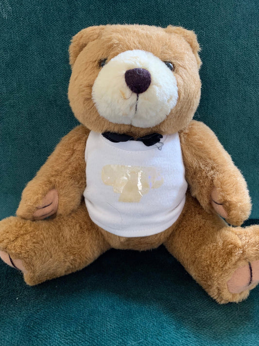 Vintage Baby Brown Bear Plush Stuffed Animal Toy with Shirt