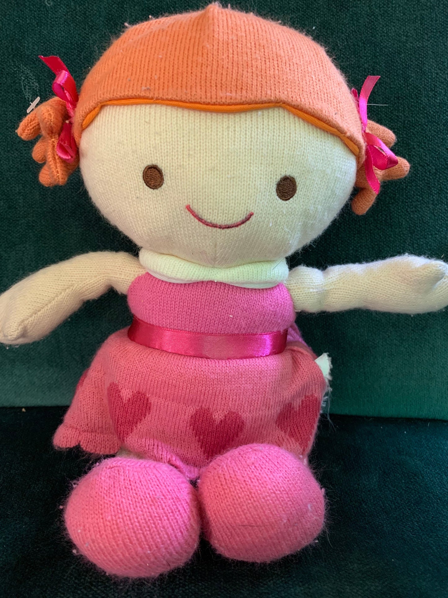 Hallmark Knit My First Baby Doll Plush. Pink with Orange Hair. 12”