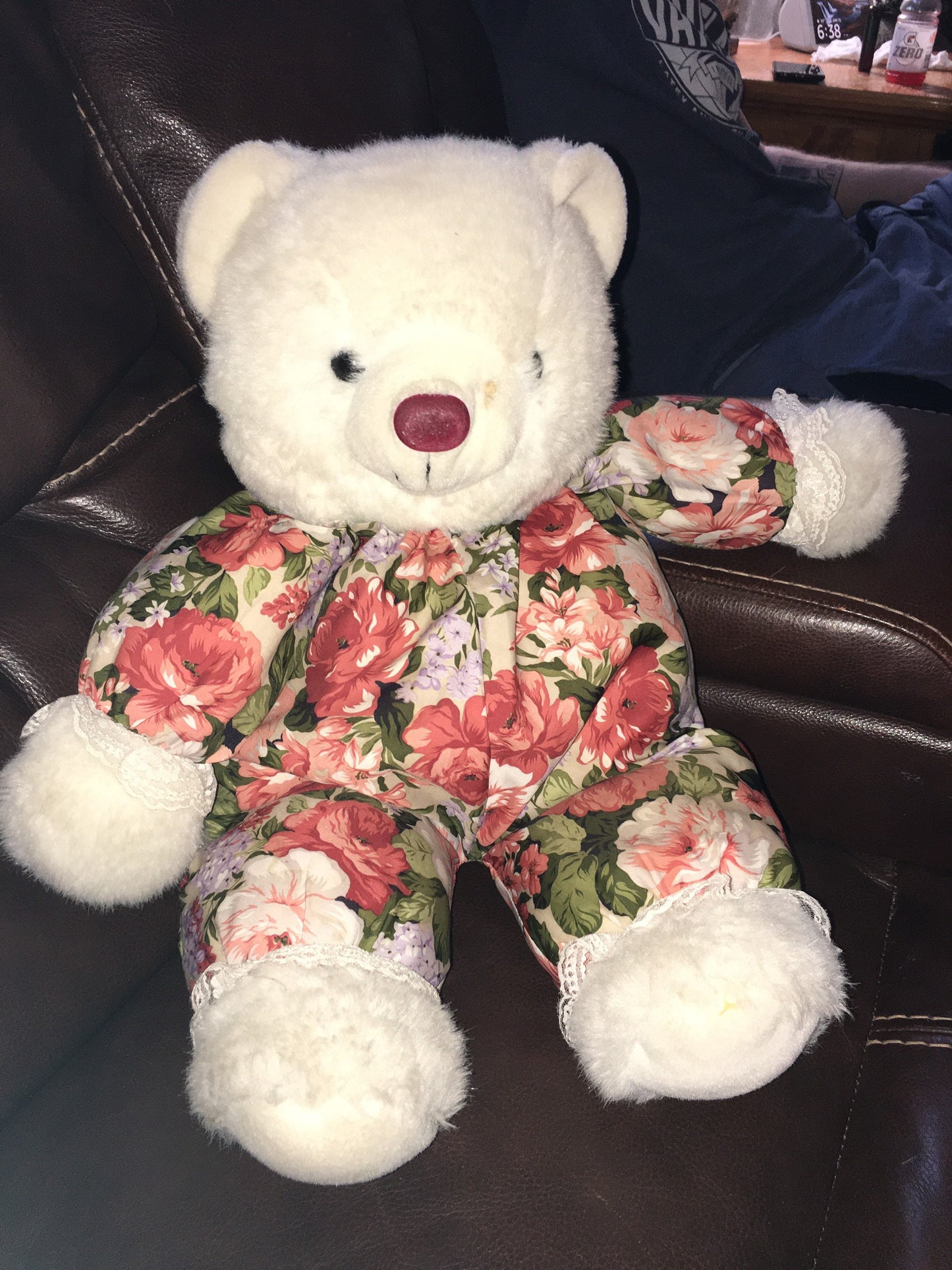 Vintage 1991 Anco Floral Teddy Bear, Marion Flocked Nose