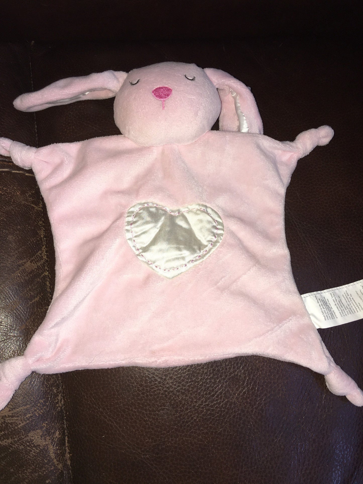 Stepping Stones Pink Rabbit Lovey Security Blanket Knotted Stuffed Animal