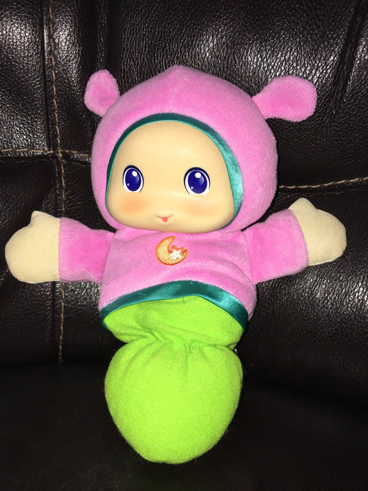 Playskool 2011 Gloworm Glow Worm Green Pink 11” Bug Baby Doll Stuffed Animal Plush