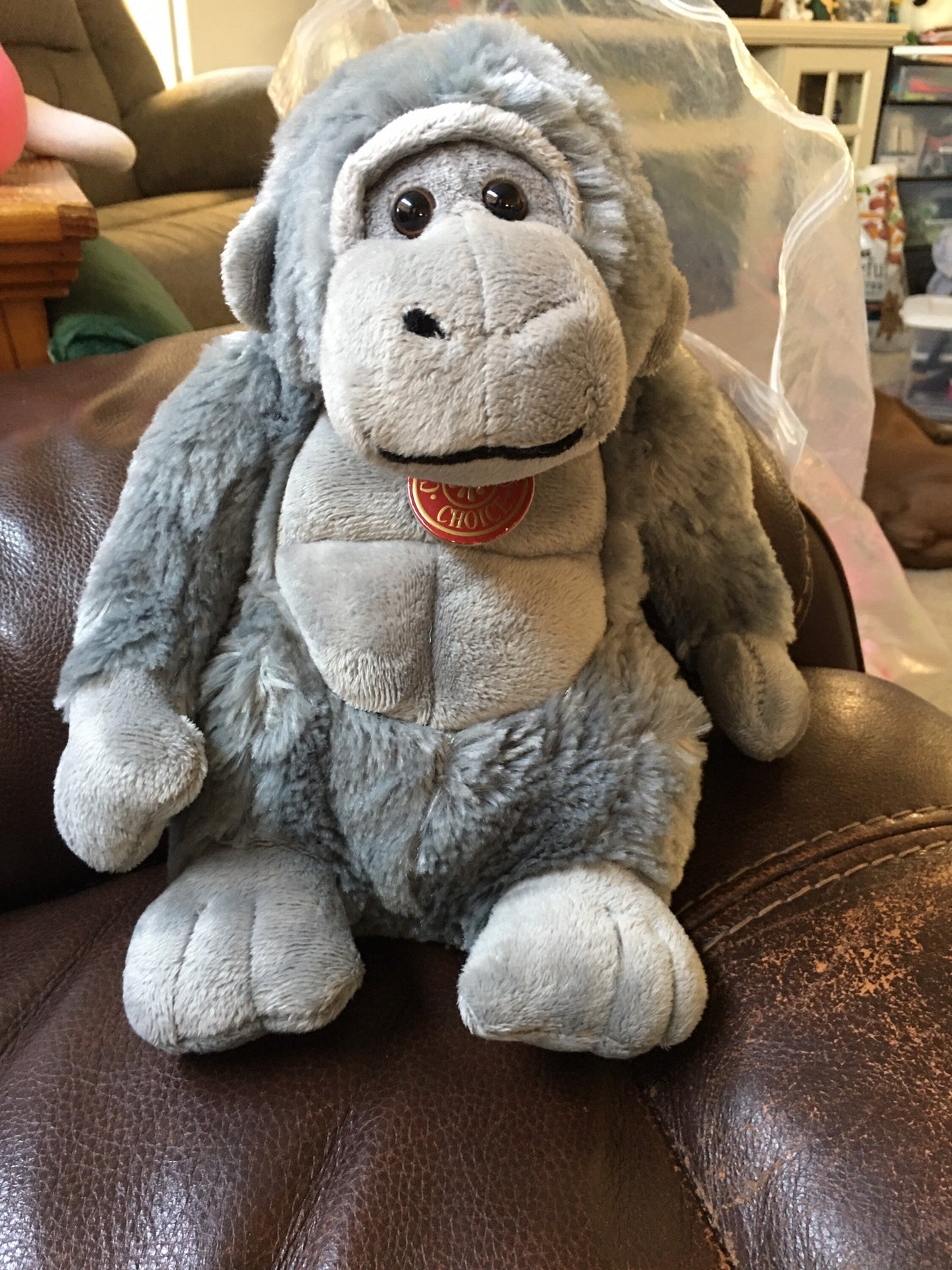 Collectible Dan Dee Silver Gorilla Monkey Stuffed Animal Plush Toy Vintage For Kids
