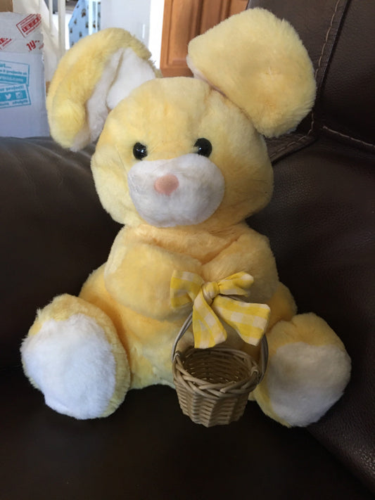 Dakin Yellow Bunny Rabbit Plush With Easter Basket 1994