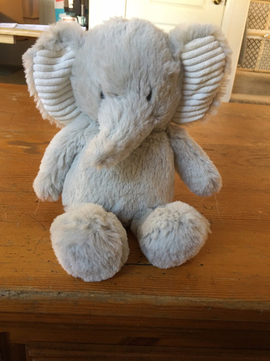 Carters Gray Plush Elephant Toy, Cream Corduroy Ears