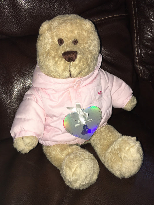 Baby Gap Brannan Bear Plush Toy: Pink Winter Jacket, 14 Inch (NWT)