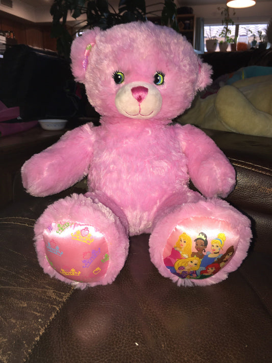 Build a Bear Workshop Pink Disney Princess Plush 17” Purple Crown Belle Cinderella Feet Stuffed Animal Toy