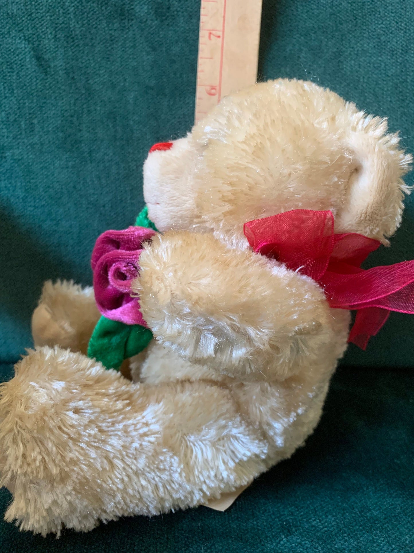 Caltoy Bear With Purple Rose And Red Bow Tie Plush Stuffed Animal 7”