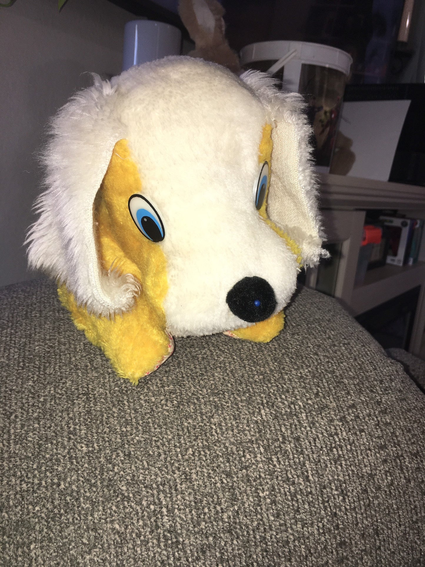 Vintage Dog Yellow and White Stuffed Animal