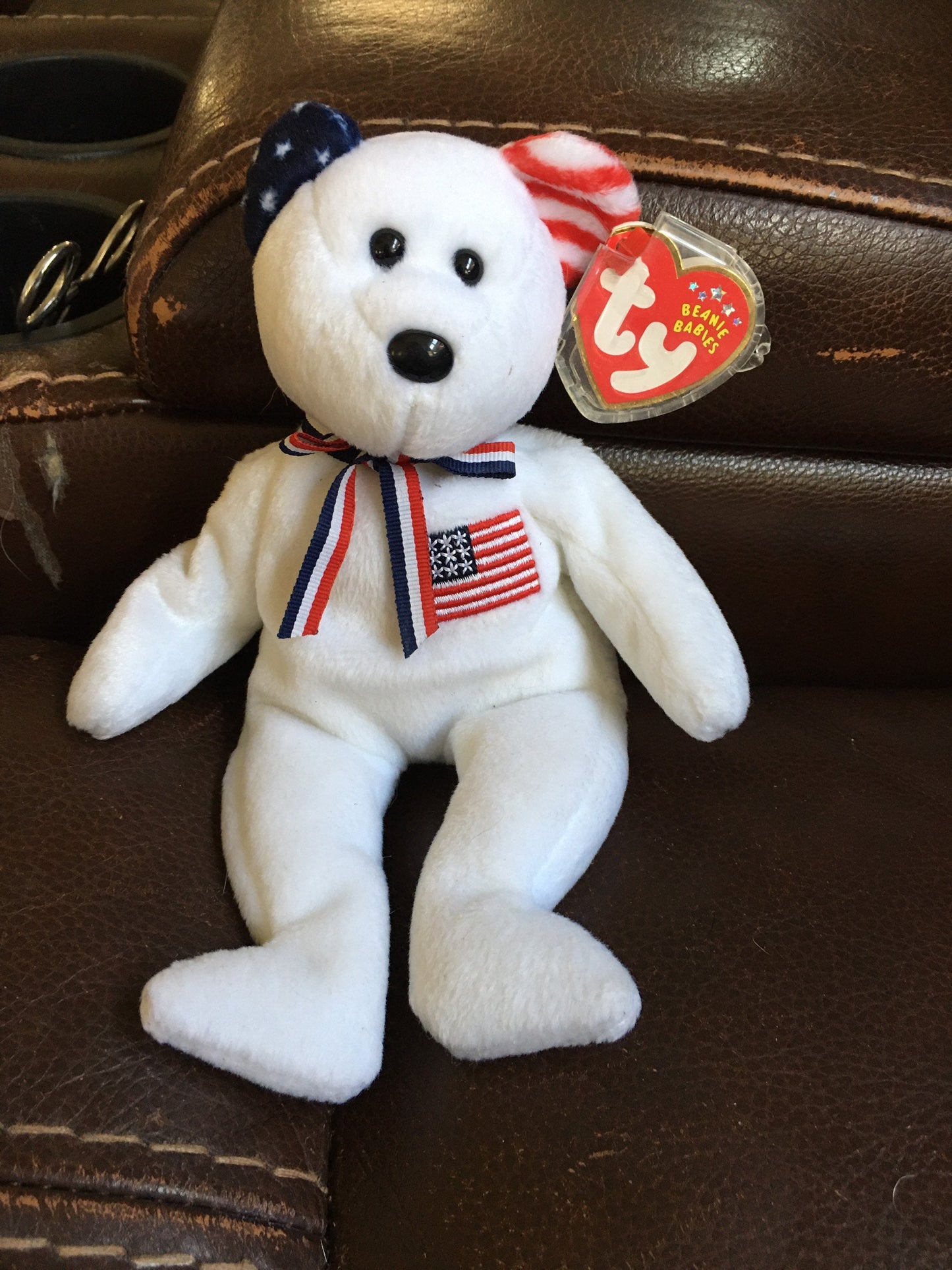 TY Beanie Babies America Bear Stuffed Animal Plush Toy - 8 1/2 inches tall