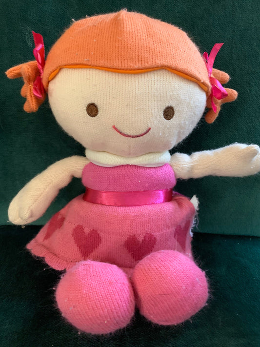 Hallmark Knit My First Baby Doll Plush. Pink with Orange Hair. 12”