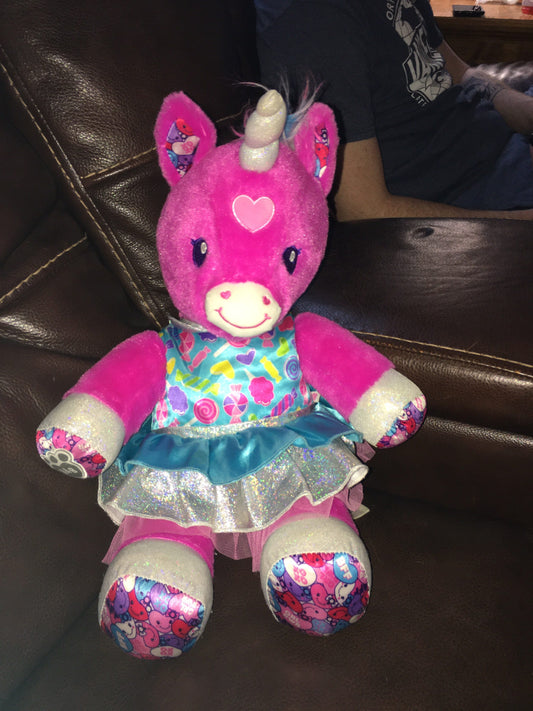 Build A Bear Trixi Unicorn Plush: Pink Stuffed Animal in Dress