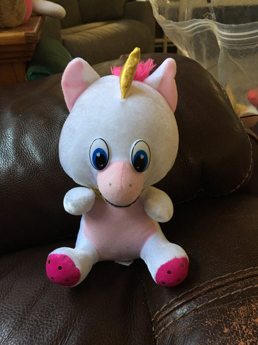 Small Baby Unicorn Glitter Stuffed Animal Plush Toy Vintage For Kids