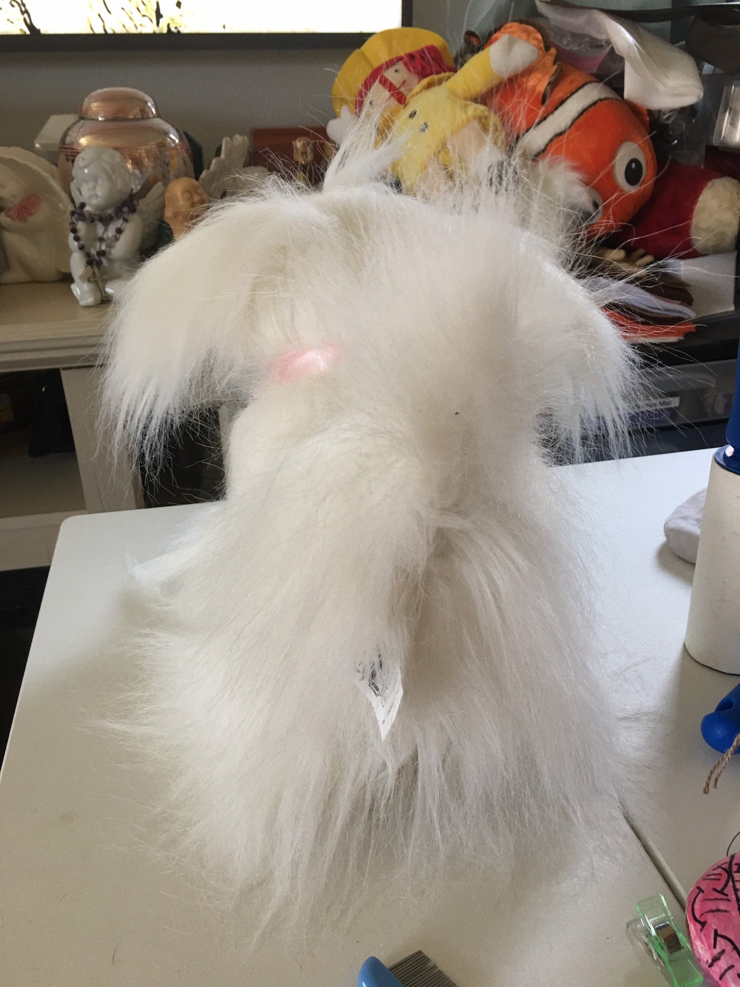Vintage Maltese Plush Puppy, White Fur Stuffed Animal