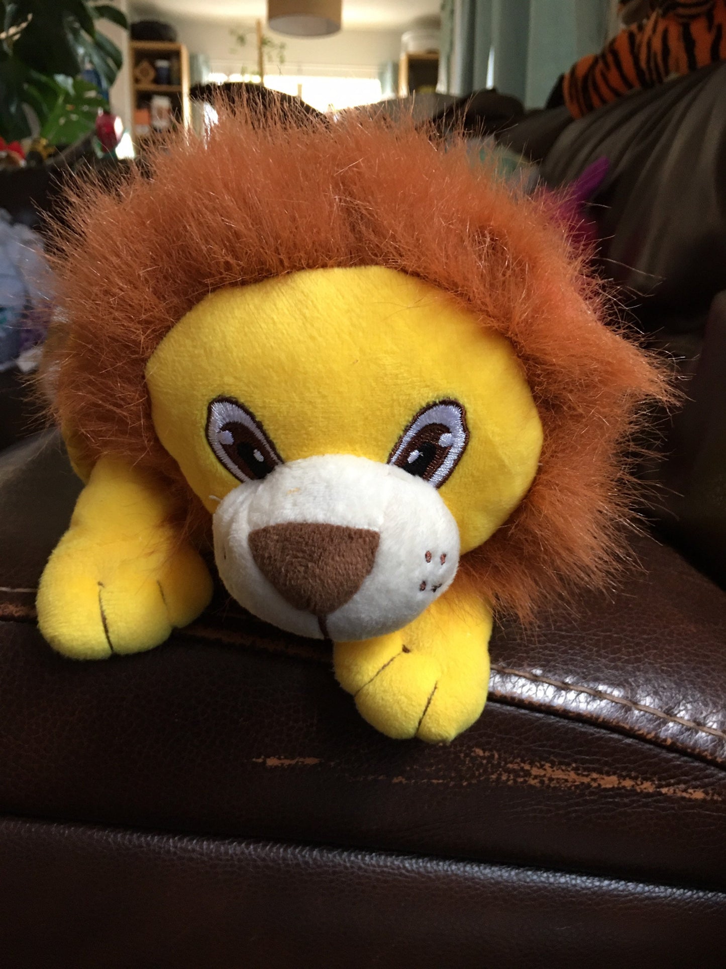 Plush Lion Stuffed Animal Tablet Holder, Kids Pillow Toy