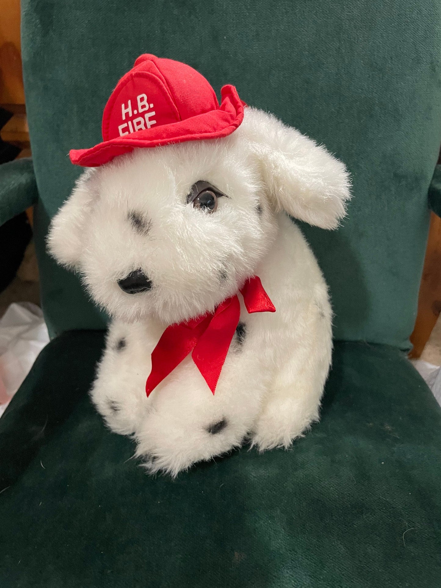 Vintage Dalmatian Plush Puppy with Fireman Hat