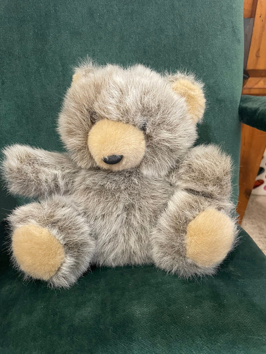 Vintage Grey Fuzzy Teddy Bear Stuffed Animal