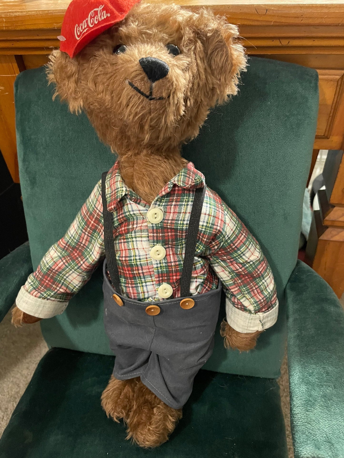 Franklin Mint Coca Cola Mohair Teddy Bear Stuffed Animal