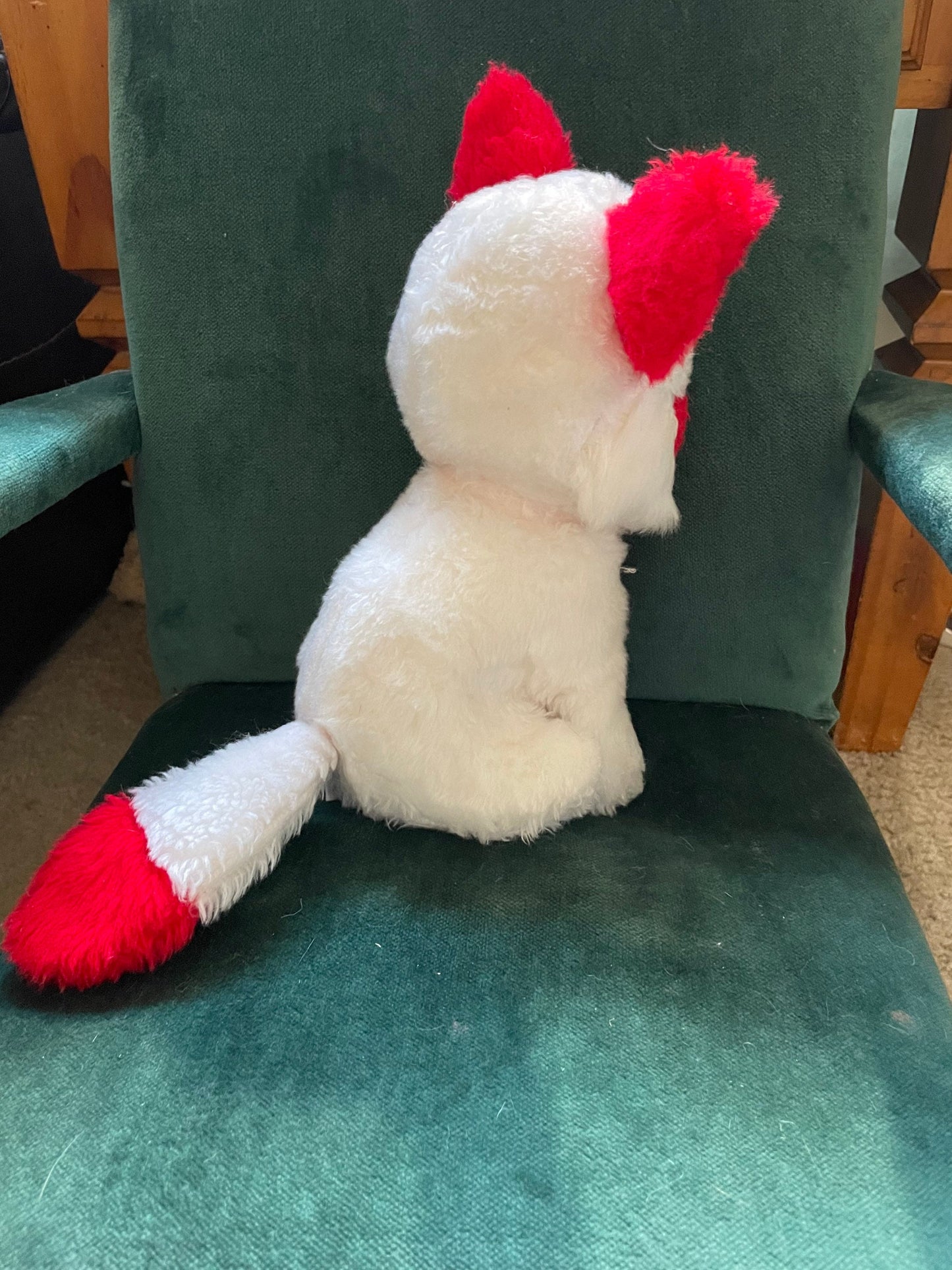 Vintage Red and White Dog Fox Wolf Stuffed Animal