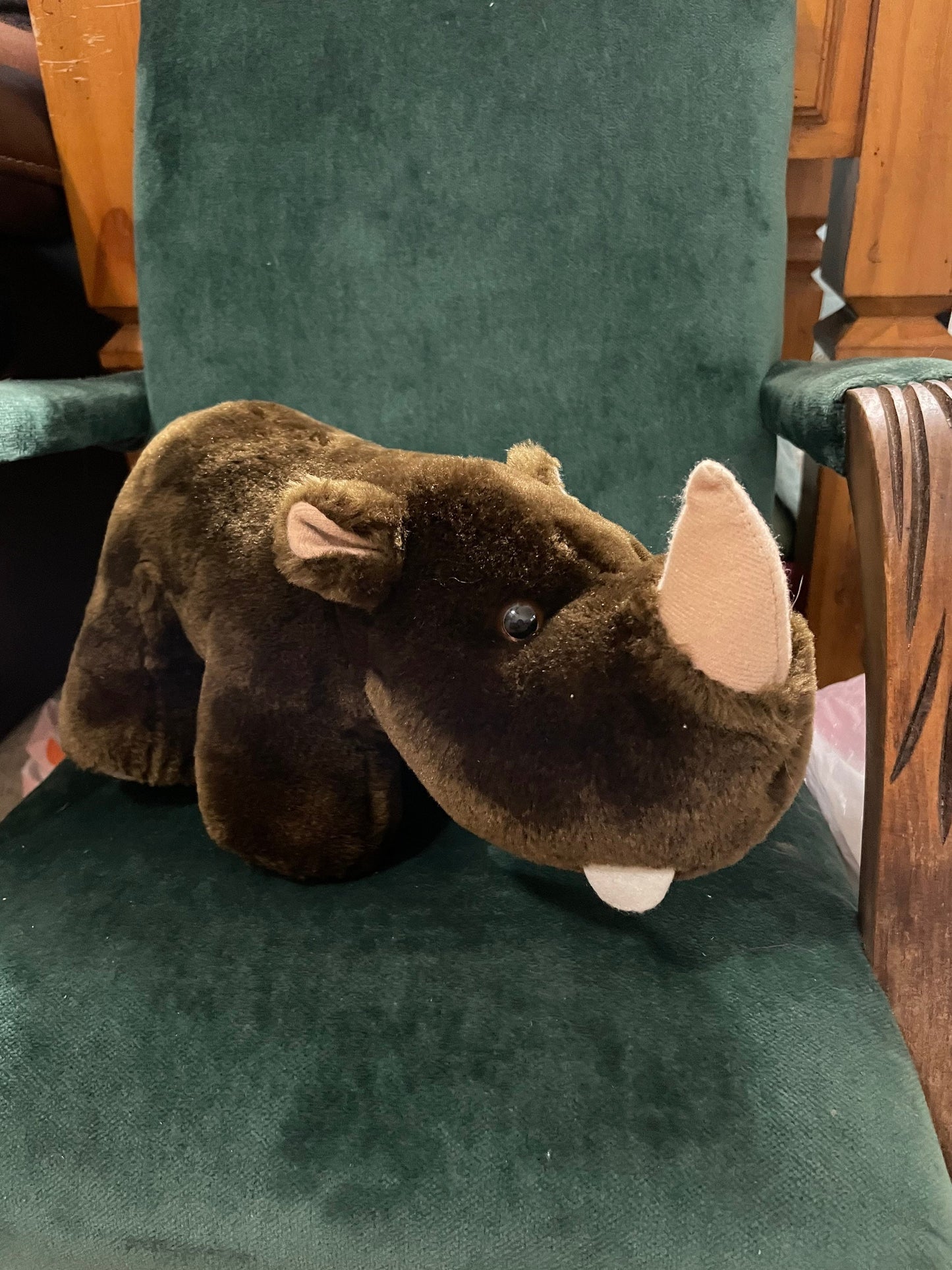 Rhino Stuffed Animal with Buck Teeth. Circus Circus