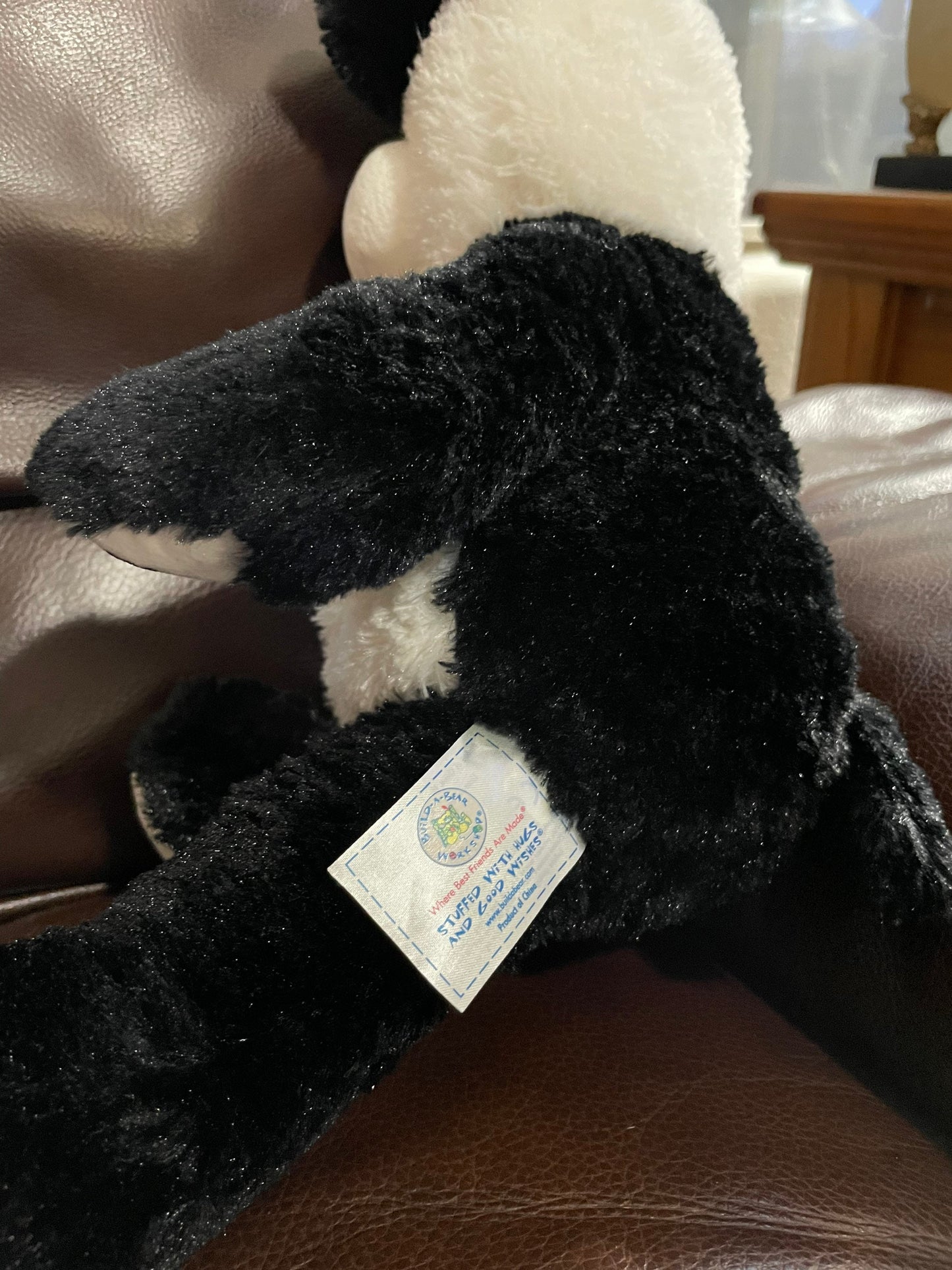 Build a Bear Black And White Heart Patch Puppy Dog Plush. Heart Eye