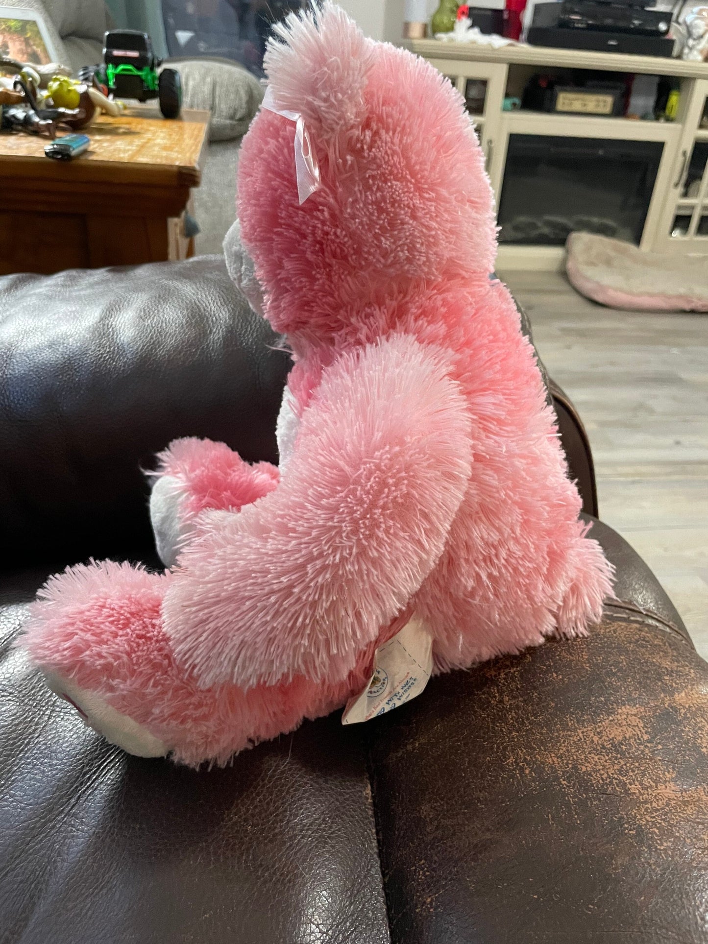 Build a Bear Pink Teddy Bear with White Heart Plush