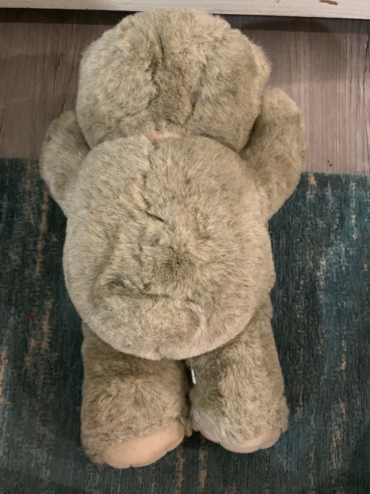Plush Creations Tan Variegated Teddy Bear Plush Floral Ribbon