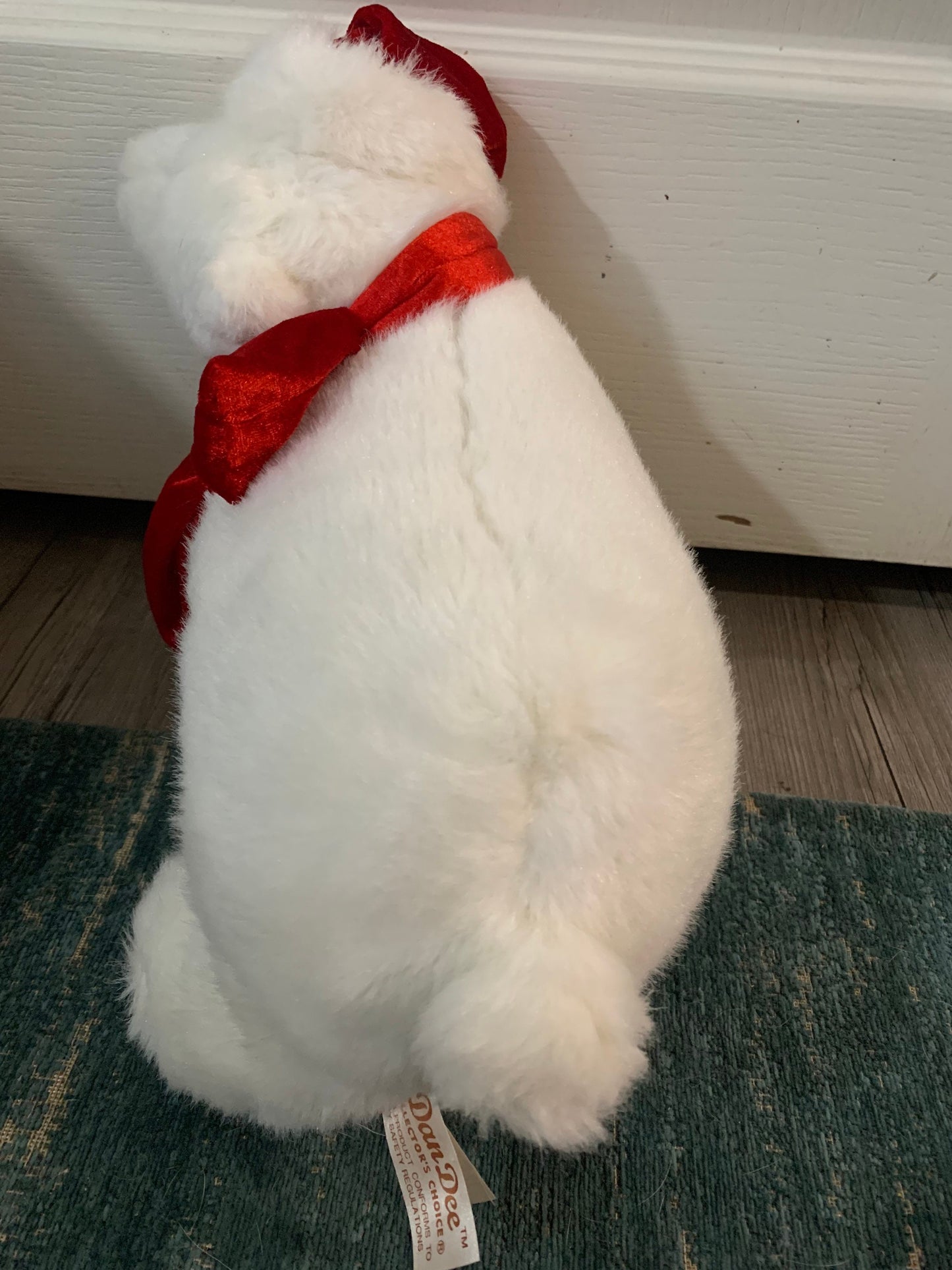 Dan Dee Plush Polar Bear with Red Velvet Hat and Scarf