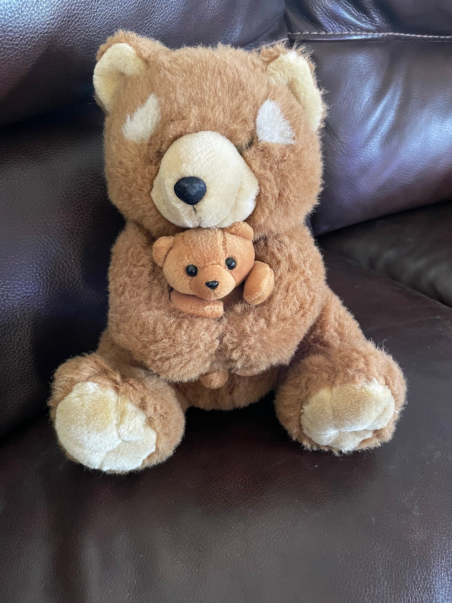 Mom and Baby Bear Hugging Stuffed Animal