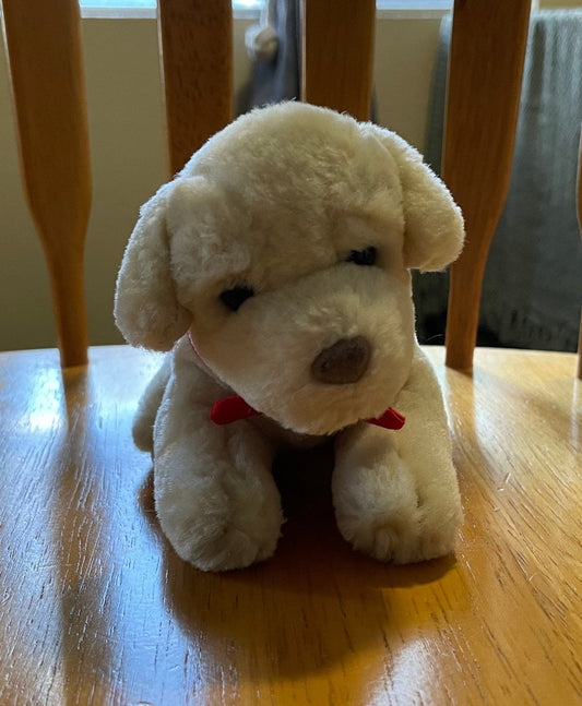 Build A Bear Small Tan Lab Golden Retriever Puppy Dog Plush. Red Bandana