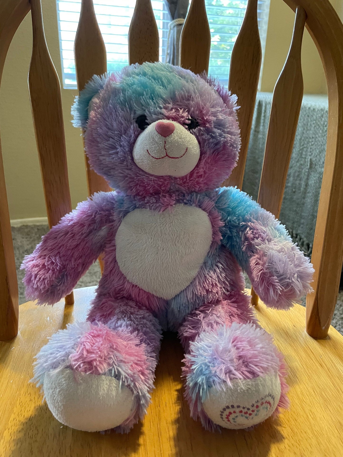 Build A Bear Pastel Swirl Tie Dye Furever Endless Hearts Teddy Bear Plush