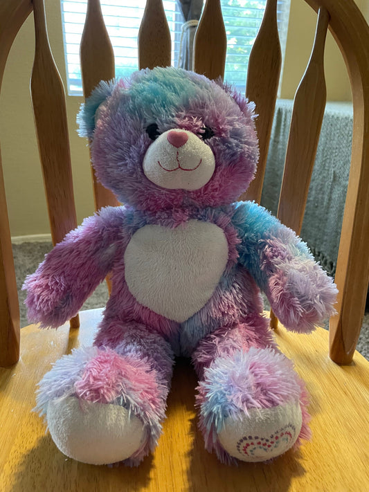 Build A Bear Pastel Swirl Tie Dye Furever Endless Hearts Teddy Bear Plush