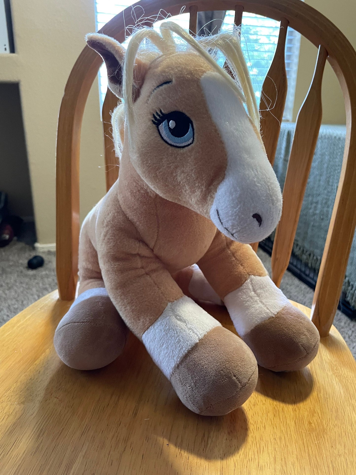 Build a Bear Tan, White and White Horses &amp; Hearts Riding Club Palomino American Horse Plush