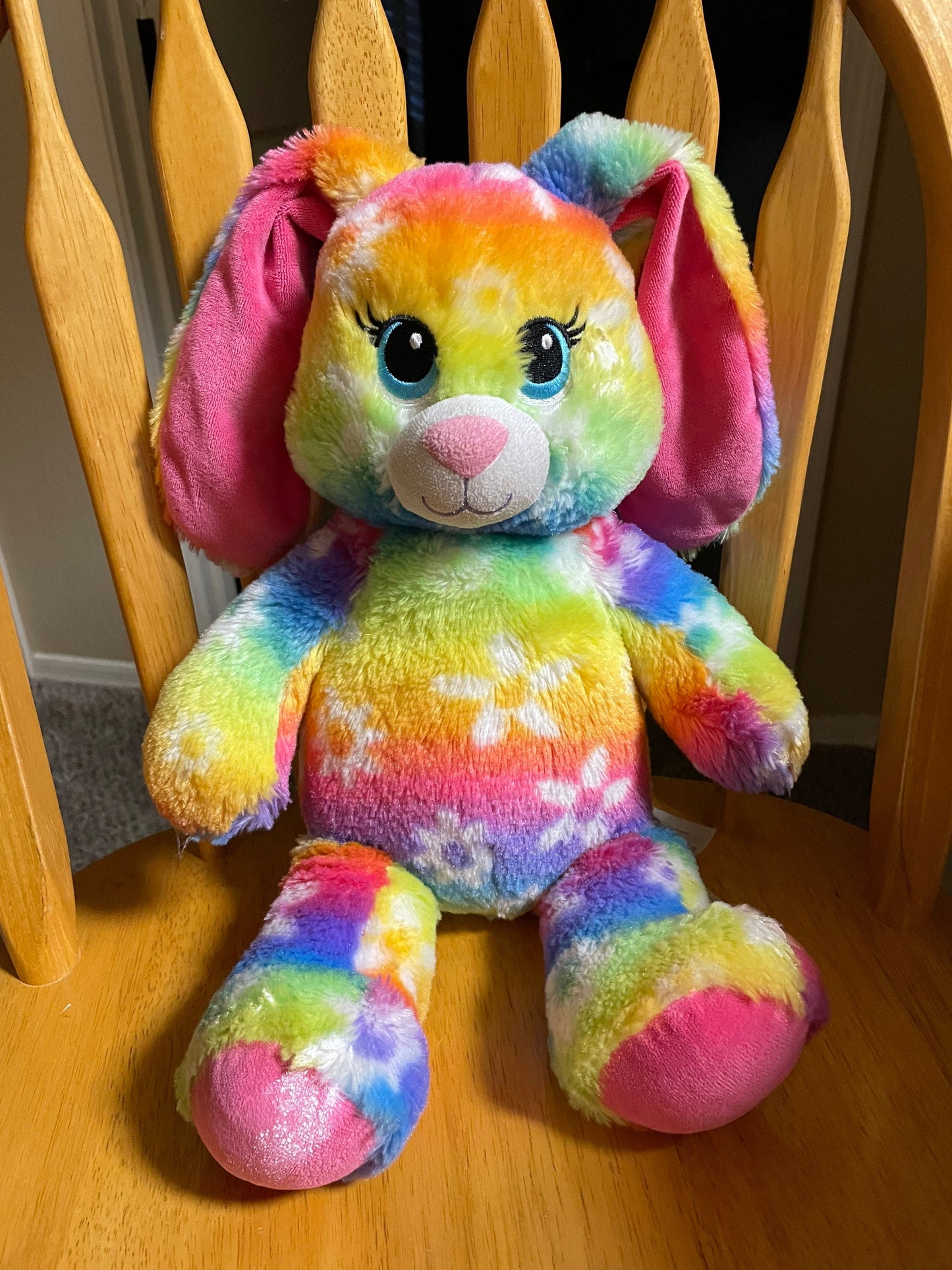 Build A Bear Rainbow Floral Daisy Easter Bunny Rainbow Plush