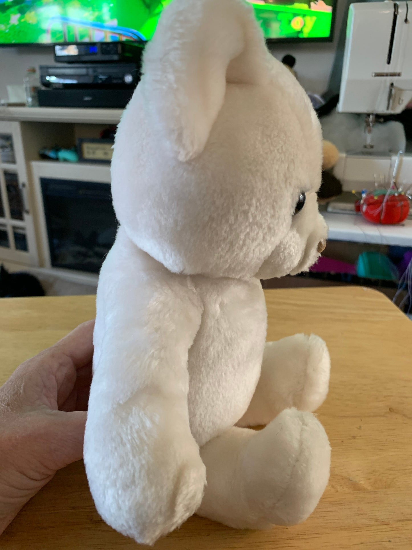 Vintage Steven Smith White Teddy Bear plush with flocked nose