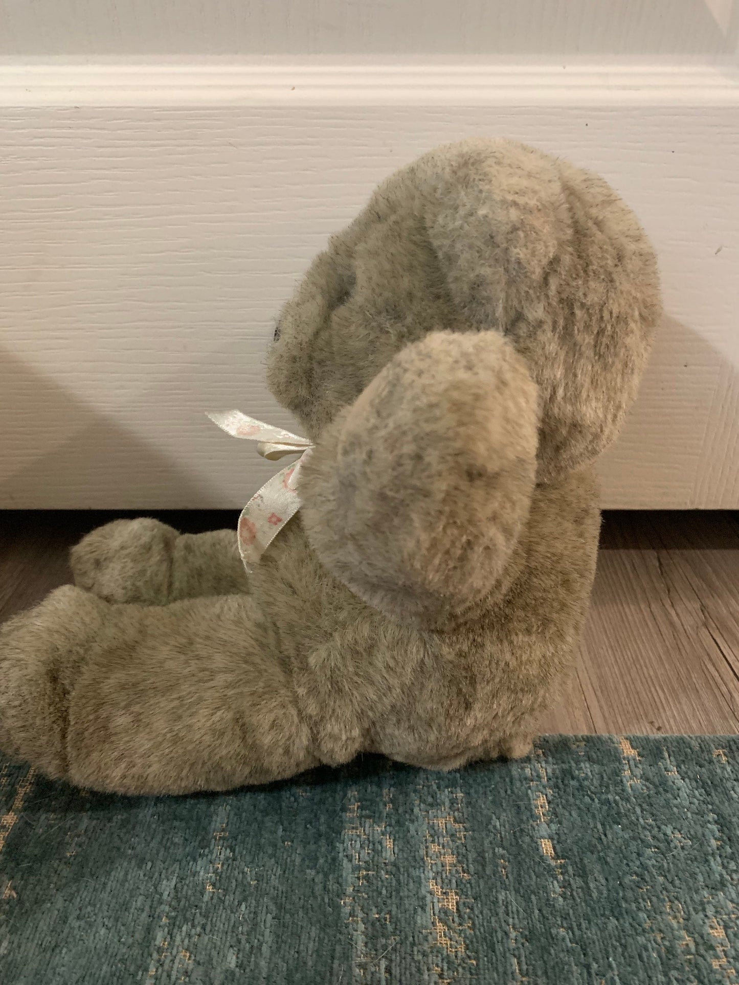 Plush Creations Tan Variegated Teddy Bear Plush Floral Ribbon