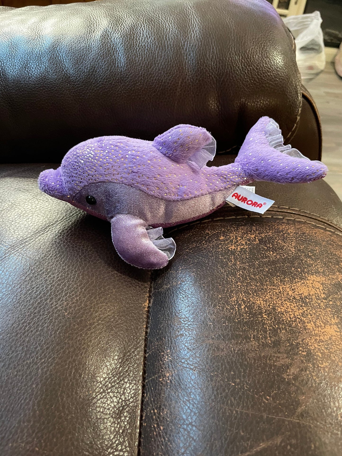 Aurora Purple sparkly Dollyphin Stuffed Animal plush with lacy fins and tail