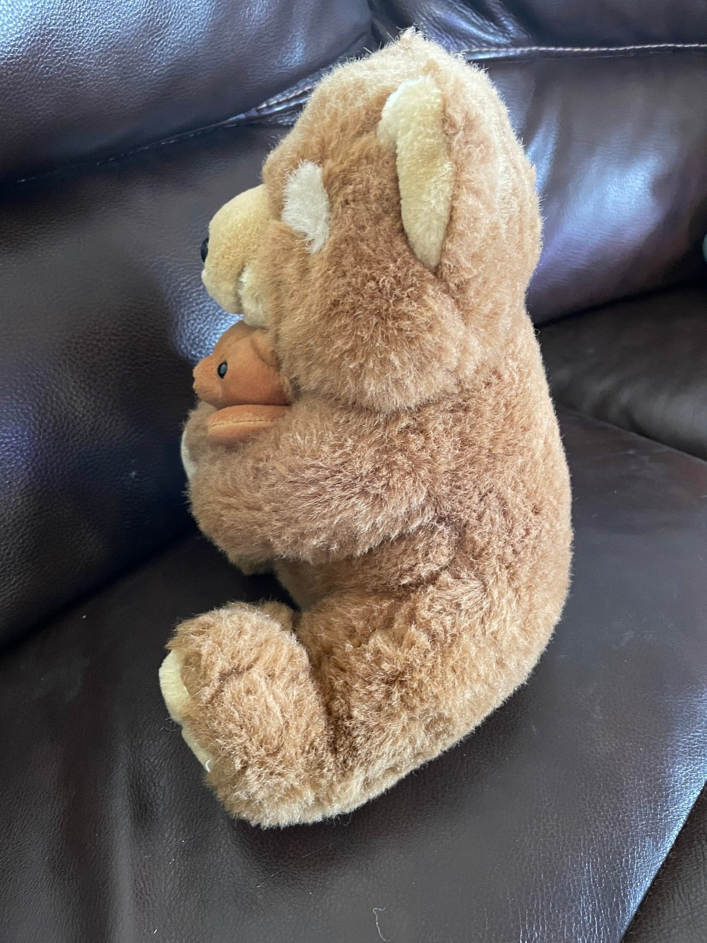 Mom and Baby Bear Hugging Stuffed Animal