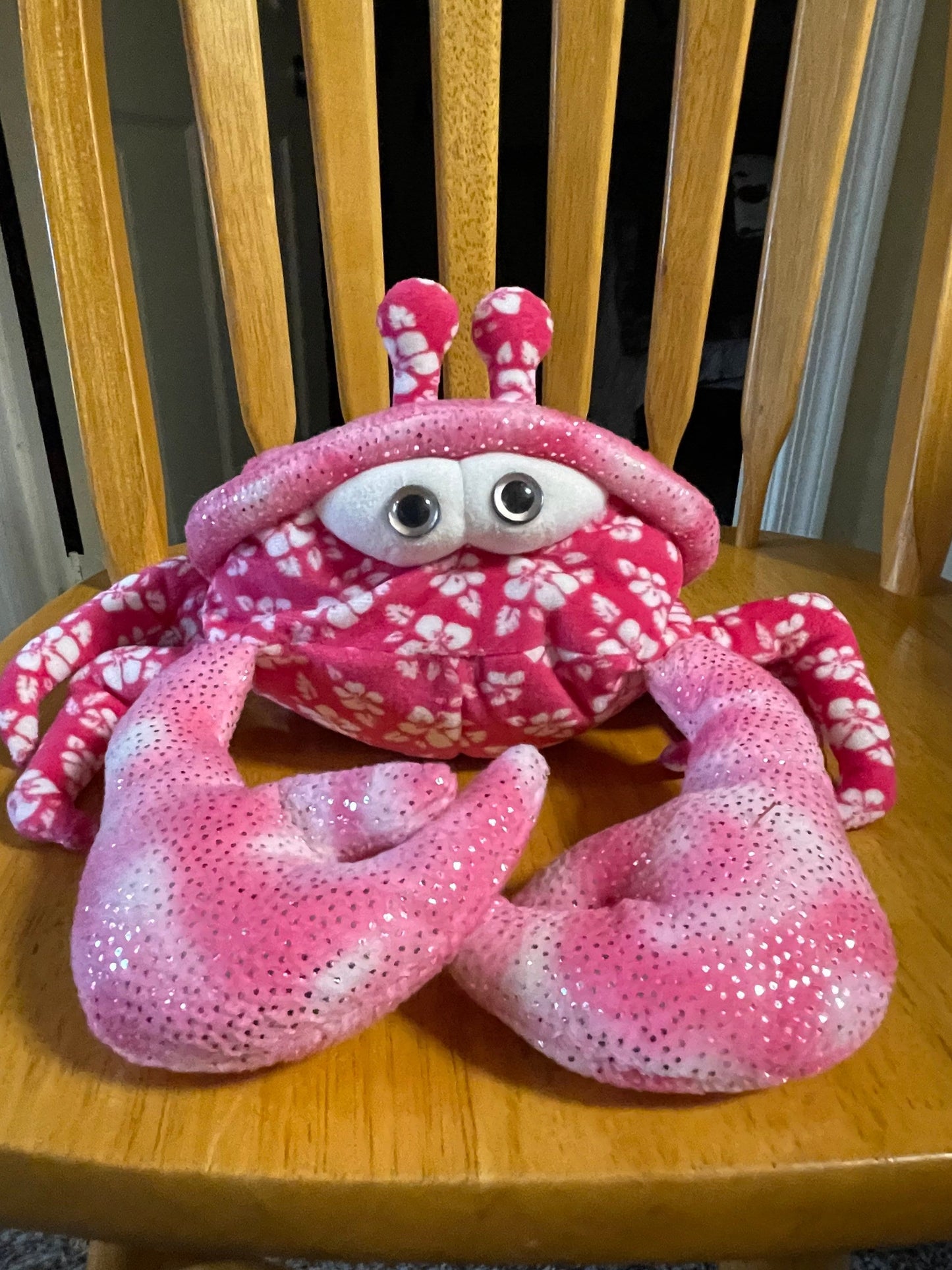 TY Beanie Buddy Sunburst Pink Crab Stuffed Animal 10”
