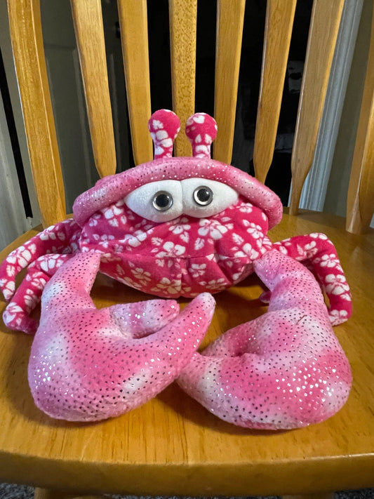 TY Beanie Buddy Sunburst Pink Crab Stuffed Animal 10”