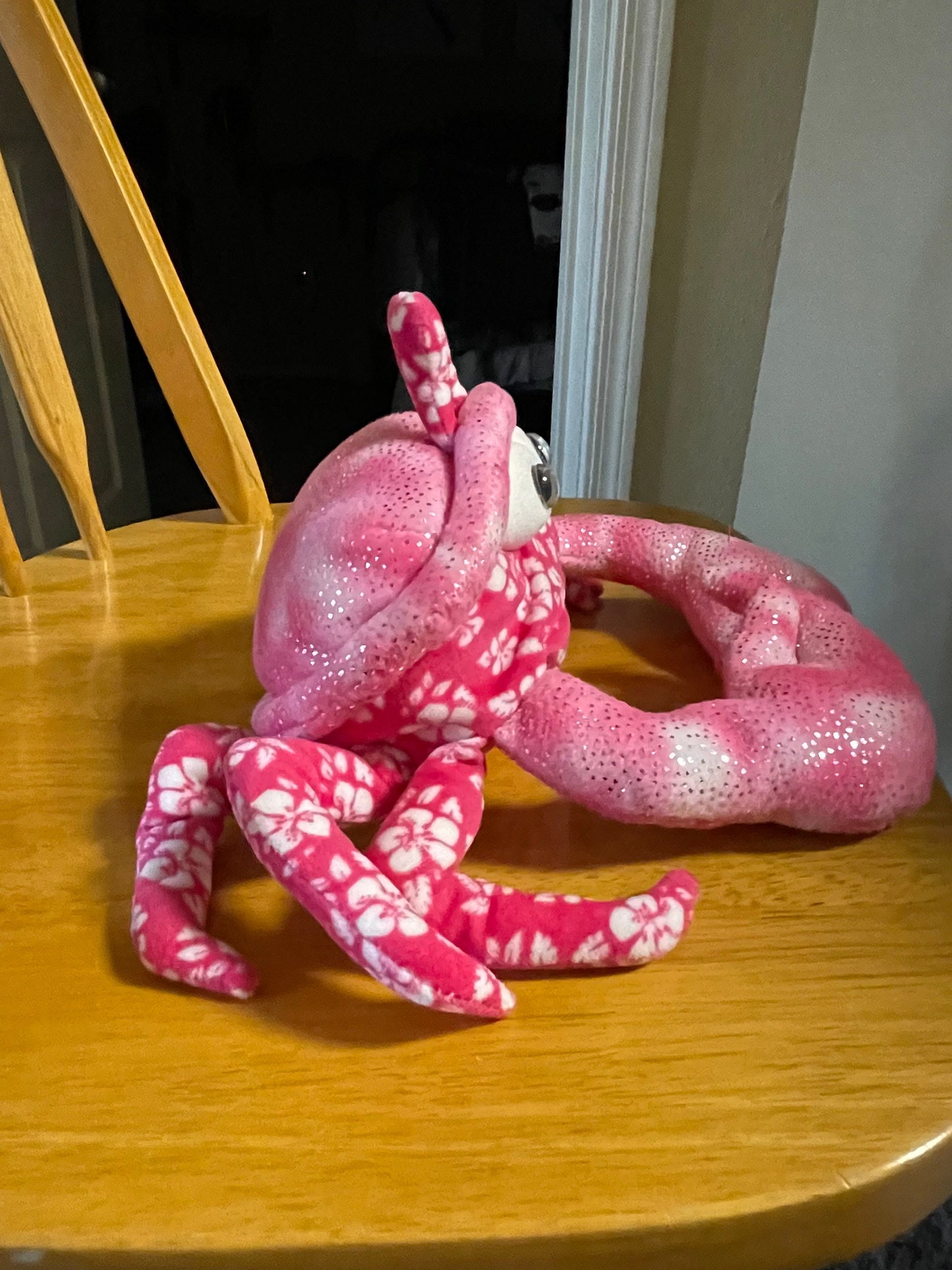 TY Beanie Buddy Sunburst Pink Crab Stuffed Animal 10”
