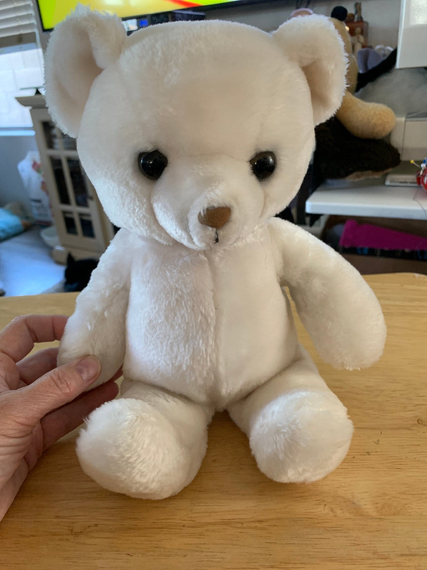 Vintage Steven Smith White Teddy Bear plush with flocked nose