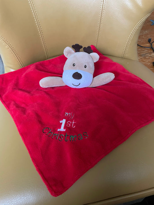 My First Christmas Reindeer Lovey Security Blanket