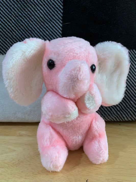Vintage small pink elephant plush. Possibly Russ or Dakin