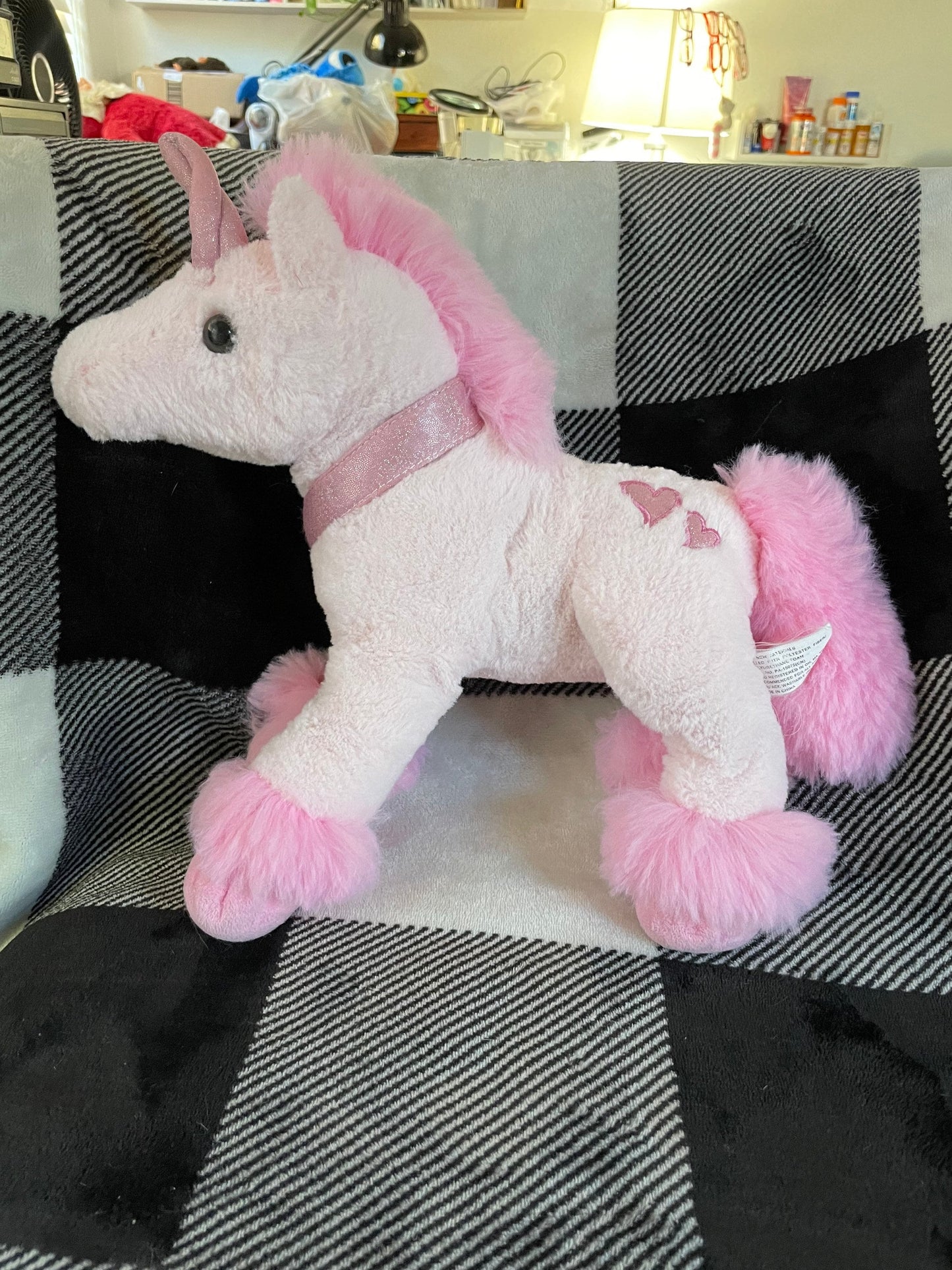 Pink Unicorn Plush, Glitter Horn and Hoofs, Medium Size