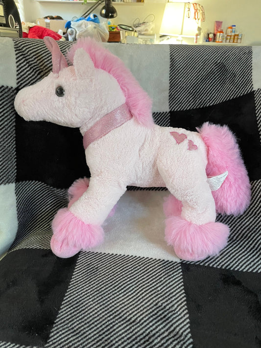 Pink Unicorn Plush, Glitter Horn and Hoofs, Medium Size