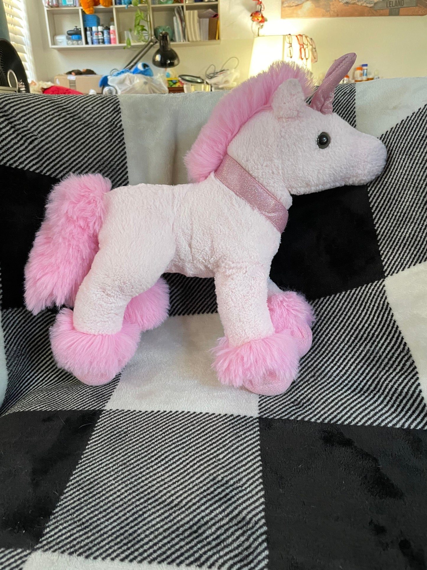 Pink Unicorn Plush, Glitter Horn and Hoofs, Medium Size