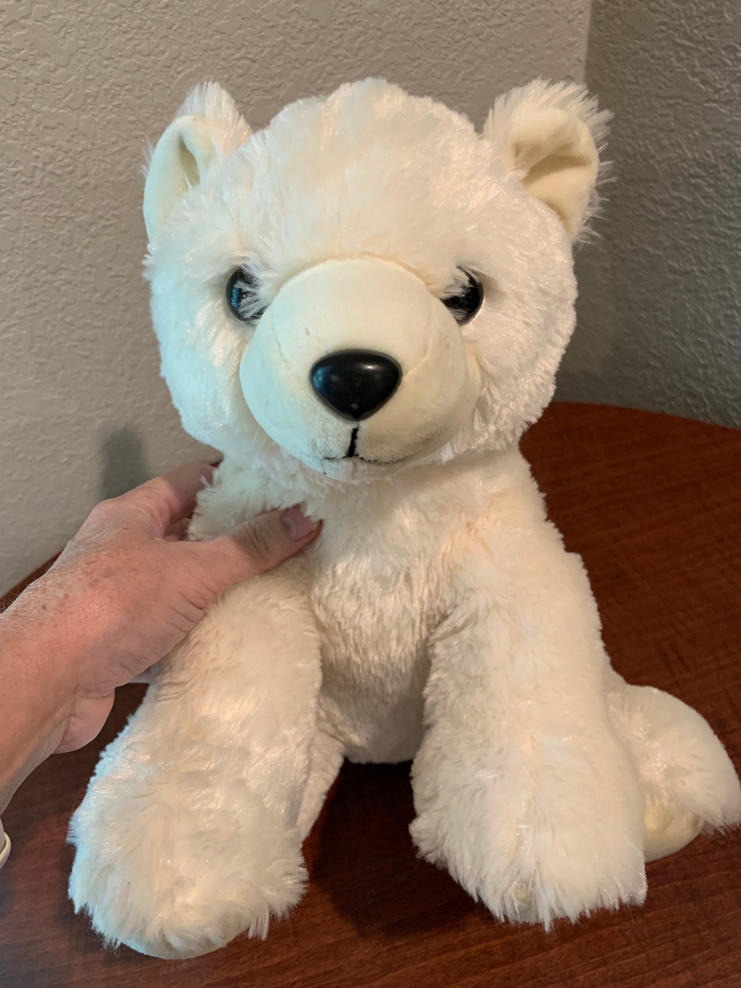 Polar bear plush, sitting. Soft. No toe strings or beans