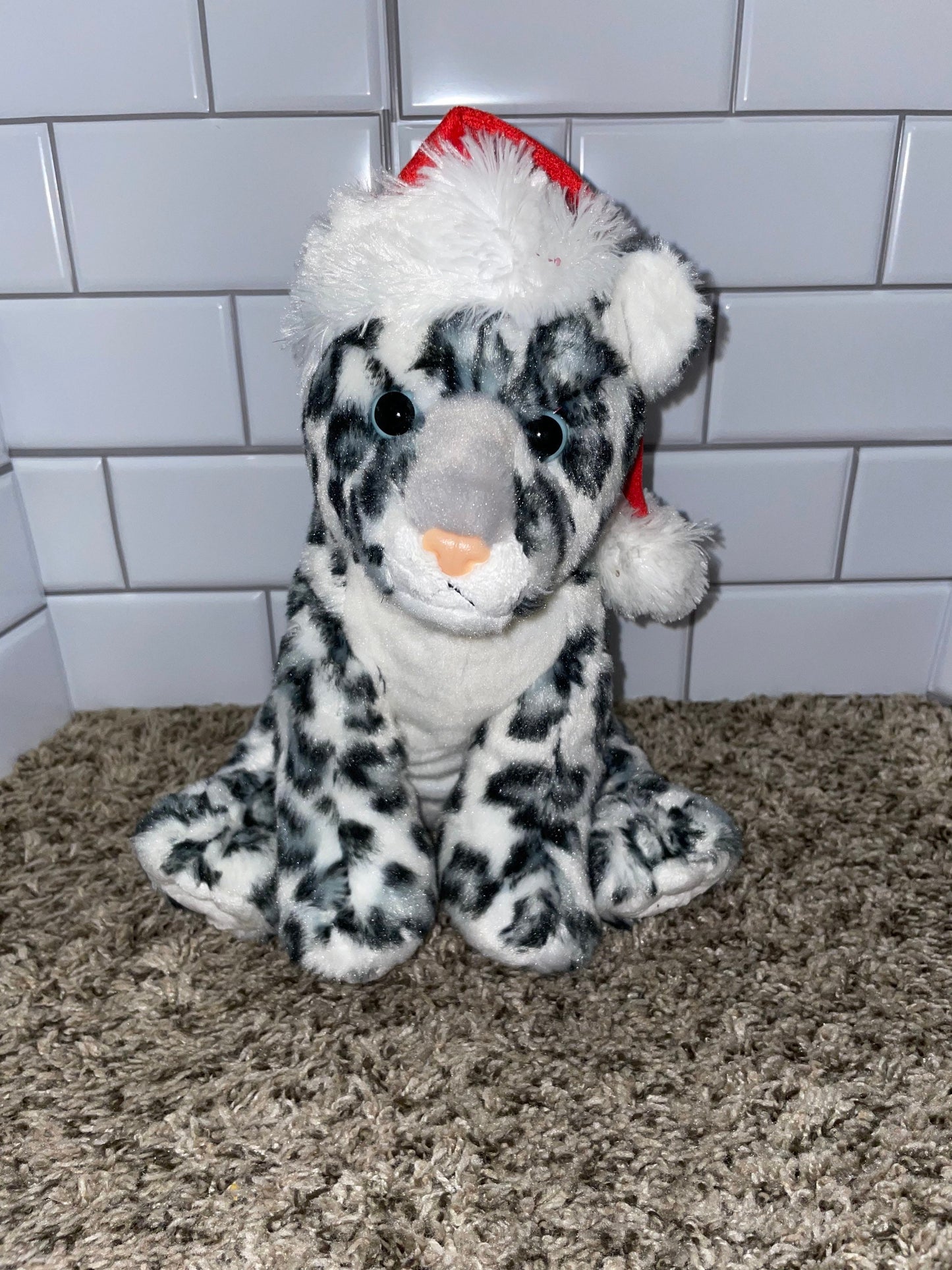 Destination Nation Snow Leopard with Santa Hat Plush