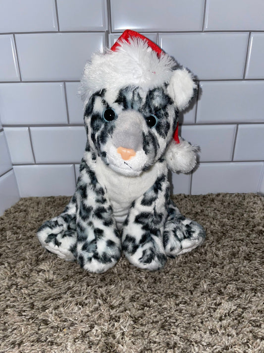 Destination Nation Snow Leopard with Santa Hat Plush